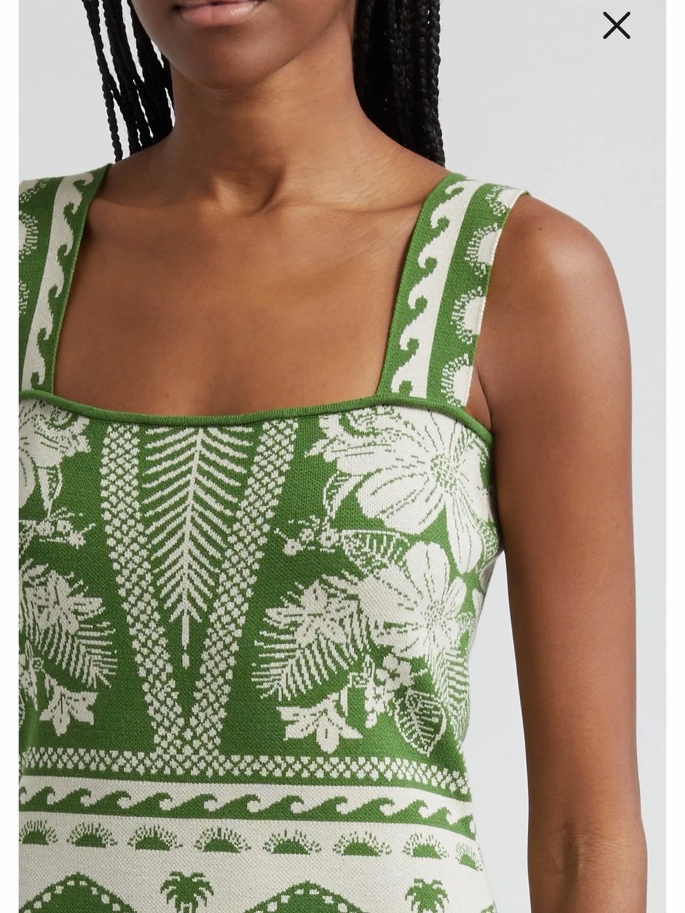 FARM Rio Green and Cream Botanical Knit Midi Dress - NWT - Picture 6 of 6
